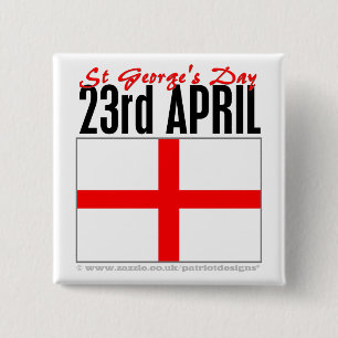 Engeland, St. George's Day Vierkante Button 5,1 Cm