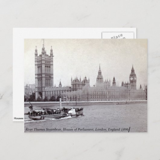  Engeland, Thames London Steamboot Briefkaart (Voorkant / Achterkant)