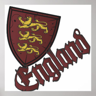 Engeland Three Lions Houten Schild Poster