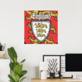 Engeland Three Lions Schild Poster (Thuiskantoor)