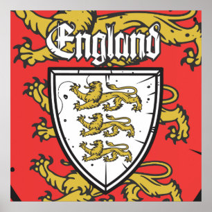 Engeland Three Lions Schild Poster