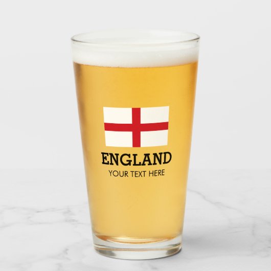 Engeland vlag bier glas cadeau met aangepaste teks (Voorkant gevuld)