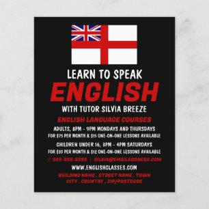 Engeland Vlag, Engelse taalcursus Advert Flyer