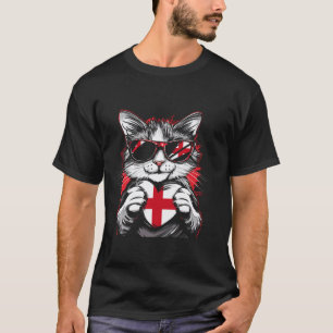 Engeland Vlag Engelse Trots Kat Zonnebril Engels T-shirt