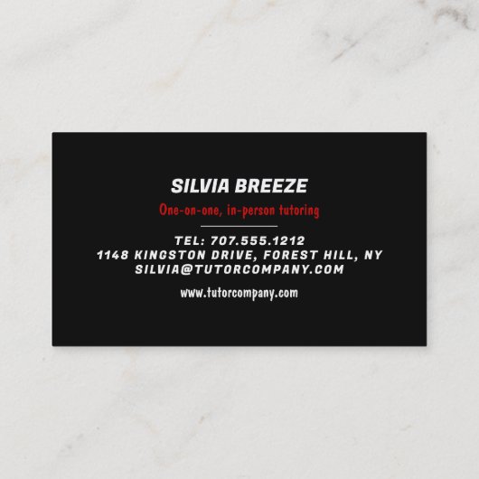 Engeland Vlag, Engelstalige taal, leraar Visitekaartje (Achterkant)