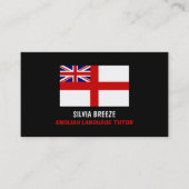 Engeland Vlag, Engelstalige taal, leraar Visitekaartje (Voorkant)