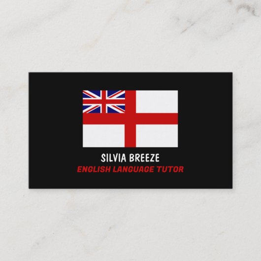 Engeland Vlag, Engelstalige taal, leraar Visitekaartje (Voorkant)