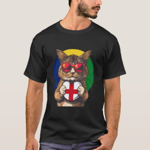 Engeland Vlag Kat Zonnebril Engelse Roots Engelse T-shirt