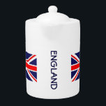 Engeland-vlag-klassiek Theepot<br><div class="desc">Dit eenvoudige maar  ontwerp kenmerkt de iconische vlag van het jolloude Engeland,  met het woord "Engeland" tussen de twee vlaggen die het midden van de pot omvatten. U kunt het woord "Engeland" desgewenst aanpassen of verwijderen.</div>