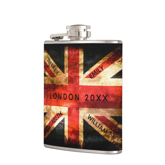 Engeland vlag Londen reis vakantie 4 namen Heupfles (Links)