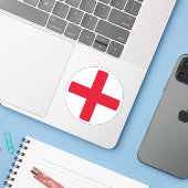 Engeland Vlag Ronde Sticker (Laptop met iPhone)