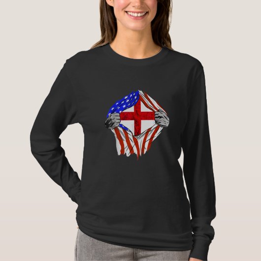 Engeland Vlag VS Amerika Engelse Roots T-shirt (Voorkant)