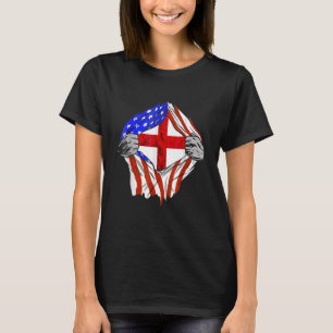 Engeland Vlag VS Amerika Engelse wortels T-shirt