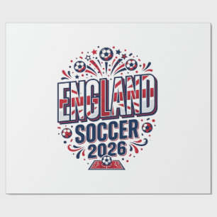 Engeland Voetbal 2026 Voetbal Vet Land Typografie Cadeaupapier