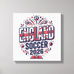 Engeland Voetbal 2026 Voetbal Vet Land Typografie Canvas Afdruk