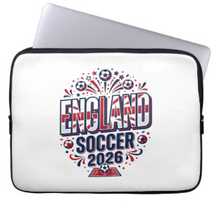 Engeland Voetbal 2026 Voetbal Vet Land Typografie Laptop Sleeve