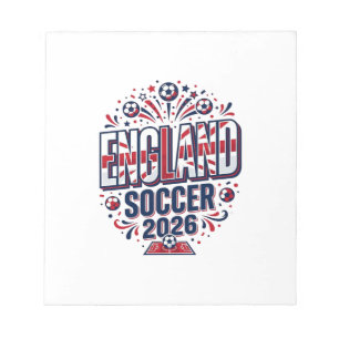 Engeland Voetbal 2026 Voetbal Vet Land Typografie Notitieblok
