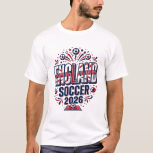 Engeland Voetbal 2026 Voetbal Vet Land Typografie T-shirt