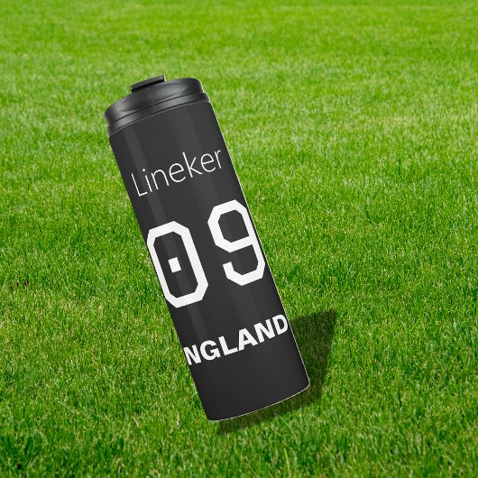 Engeland Voetbal Zwart Wit Aangepaste Naam Nummer Thermosbeker
