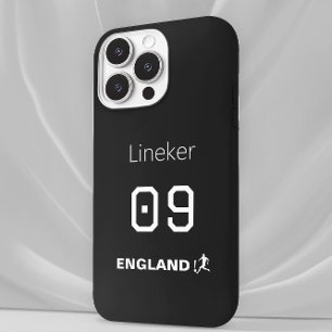 Engeland Voetbal Zwart Wit Hoesje Aangepaste Naam iPhone 15 Pro Case