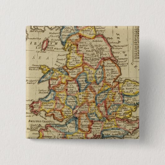 Engeland, Wales 6 Vierkante Button 5,1 Cm (Voorkant)