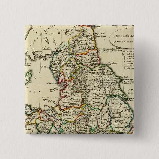 Engeland, Wales Roman, modern Vierkante Button 5,1 Cm (Voorkant)