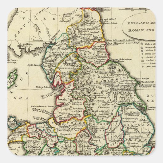 Engeland, Wales Roman, modern Vierkante Sticker (Voorkant)