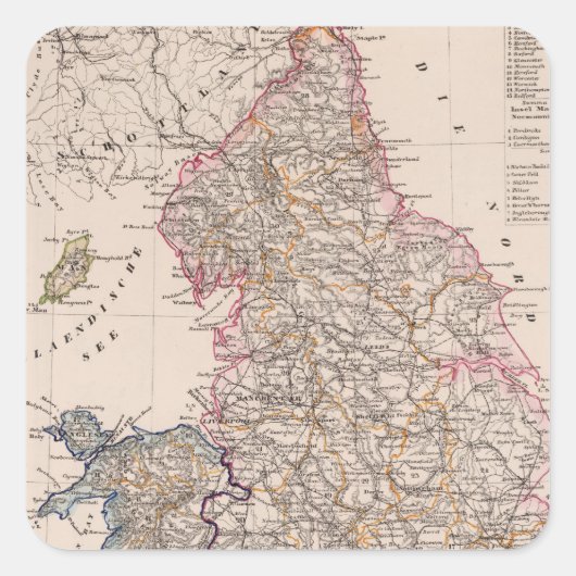 Engeland, Wales Vierkante Sticker (Voorkant)