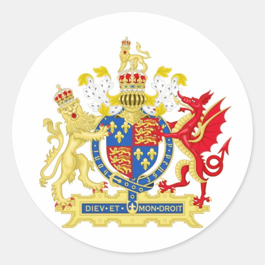 Engeland Wapen Ronde Sticker (Voorkant)
