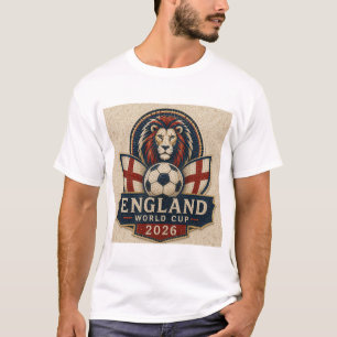 Engeland WK 2026 Mozaïek Leeuw Voetbal Ontwerp T-shirt