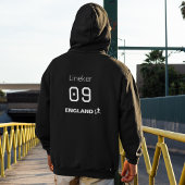 Engeland Zwart Wit Achter Print Aangepaste Naam Hoodie