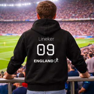 Engeland Zwart Wit Achter Print Aangepaste Naam Hoodie