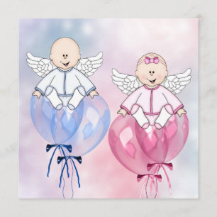 Engelballonnen Roze en Blauw Reveal Kaart
