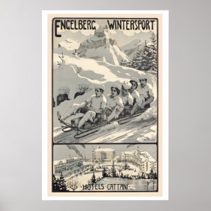 Engelberg Hotels Cattani Wintersport Zwitserland Poster