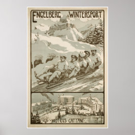 Engelberg Wintersport, Zwitserland,Ski Poster