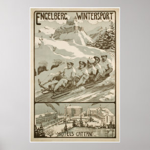 Engelberg Wintersport, Zwitserland,Ski Poster