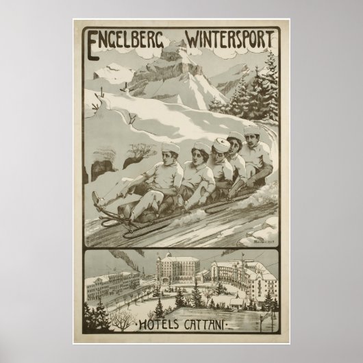 Engelberg Wintersport, Zwitserland,Ski Poster (Voorkant)