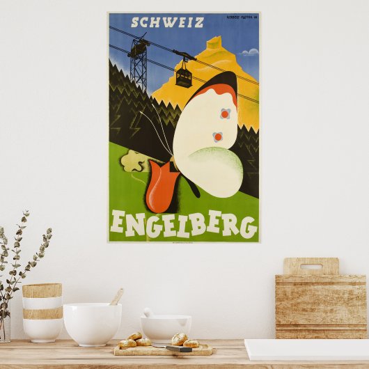 Engelberg, Zwitserland,Ski Poster (Keuken)