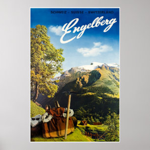 Engelberg, Zwitserland,Ski Poster