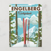 Engelberg Zwitserland ski poster Briefkaart (Voorkant)