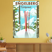 Engelberg Zwitserland ski poster Canvas Afdruk (Insitu (Woonkamer))