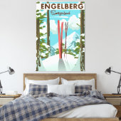 Engelberg Zwitserland ski poster Canvas Afdruk (Insitu (Slaapkamer))