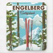 Engelberg Zwitserland ski poster Muismat (Voorkant)