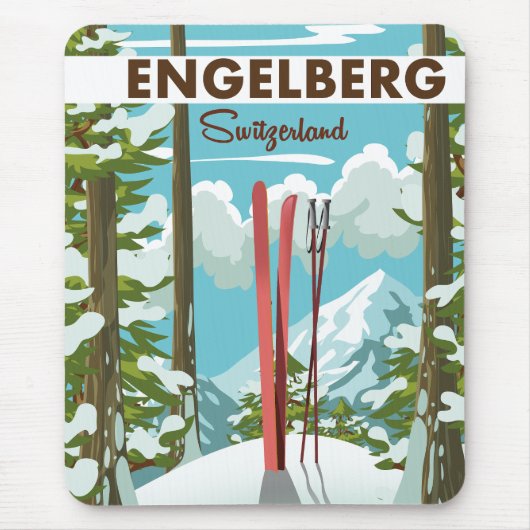 Engelberg Zwitserland ski poster Muismat (Voorkant)