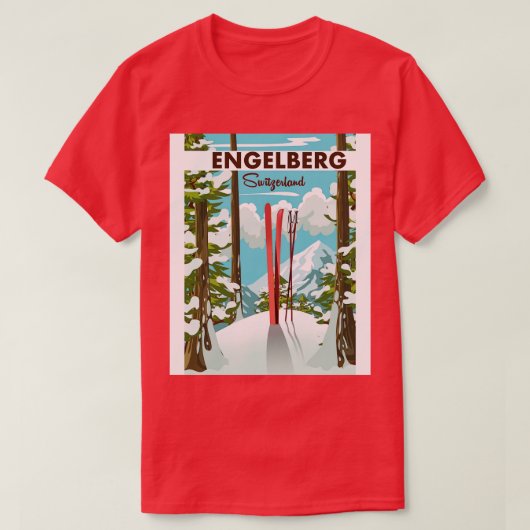 Engelberg Zwitserland ski poster T-shirt (Design voorkant)