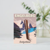 Engelberg Zwitserland Ski-reisposter Briefkaart (Staand voorkant)