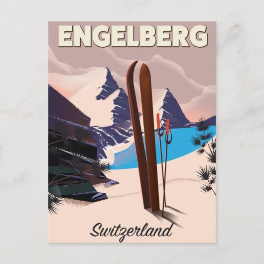 Engelberg Zwitserland Ski-reisposter Briefkaart (Voorkant)