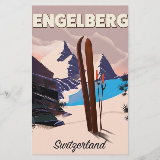 Engelberg Zwitserland Ski-reisposter Briefpapier (Voorkant)