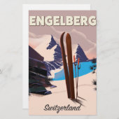 Engelberg Zwitserland Ski-reisposter Briefpapier (Voorkant / Achterkant)