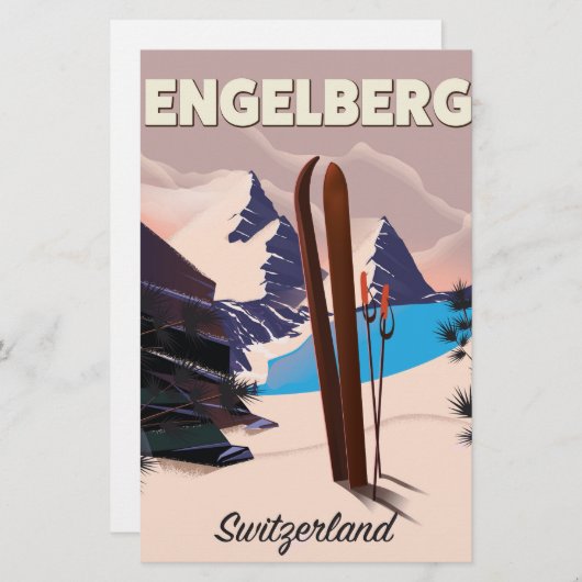 Engelberg Zwitserland Ski-reisposter Briefpapier (Voorkant / Achterkant)